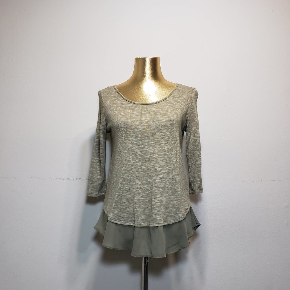 GREEN ENVELOPE Olive Faux Layered Top